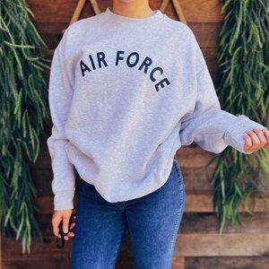 90s Vintage Crewneck Sweater Single Stitch Pullover w/ Air Force